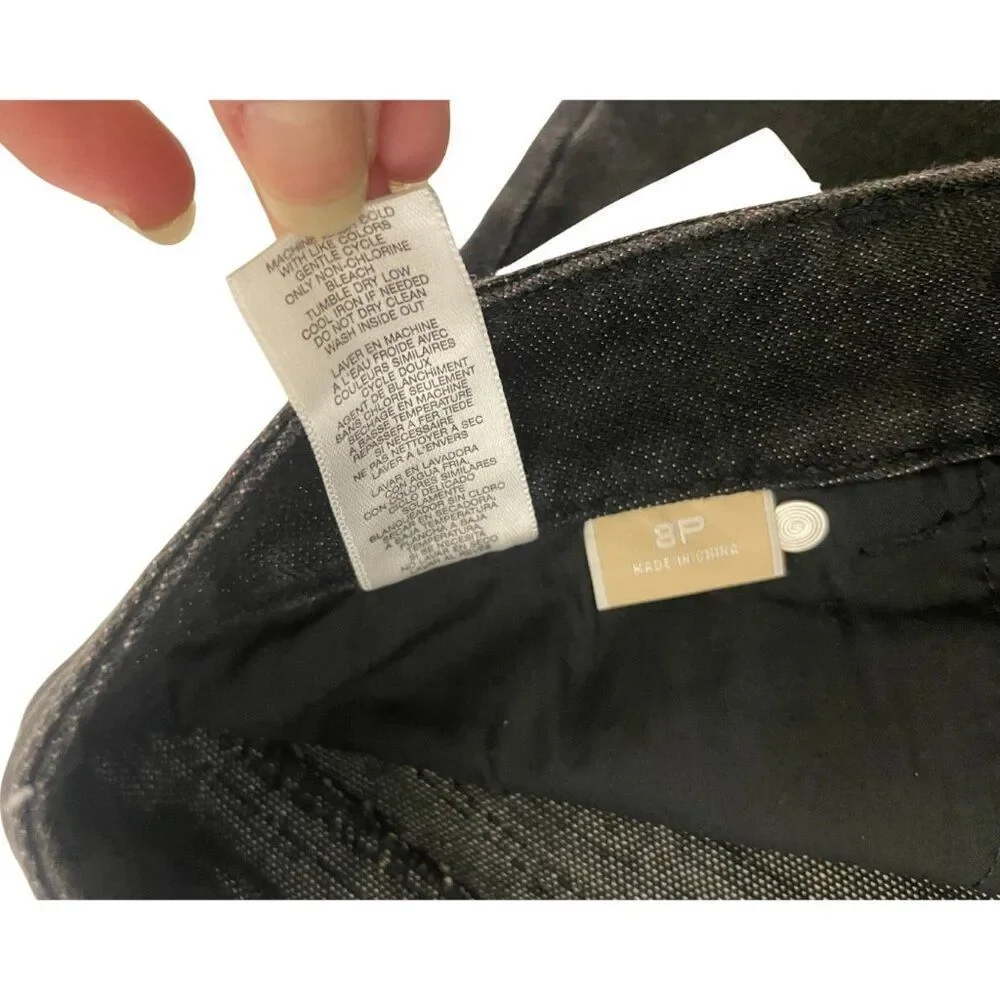 Michael Kors Women Jeans 8P Petite Black Denim Straight Leg Low Rise Stretch NWT